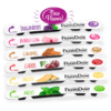FluoroDose fluoride varnish in six flavors: Bubble Gum, Caramel, Cherry, DraganBerry, Melon, and Mint.